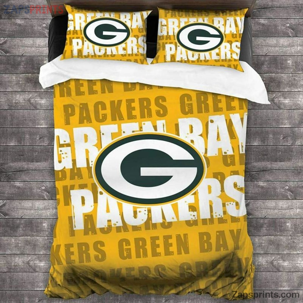 Green Bay Packers Yellow V24 3D Printing Bedding Set Gift For Fan Football Lovers