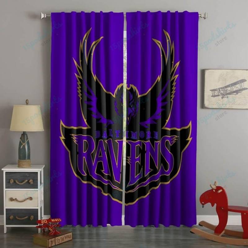 3D Printed Baltimore Ravens Style Custom Living Room Curtains