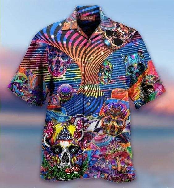 Check Out This Awesome Hawaii Aloha Shirts Crazy Skulls Hippie Ha17862