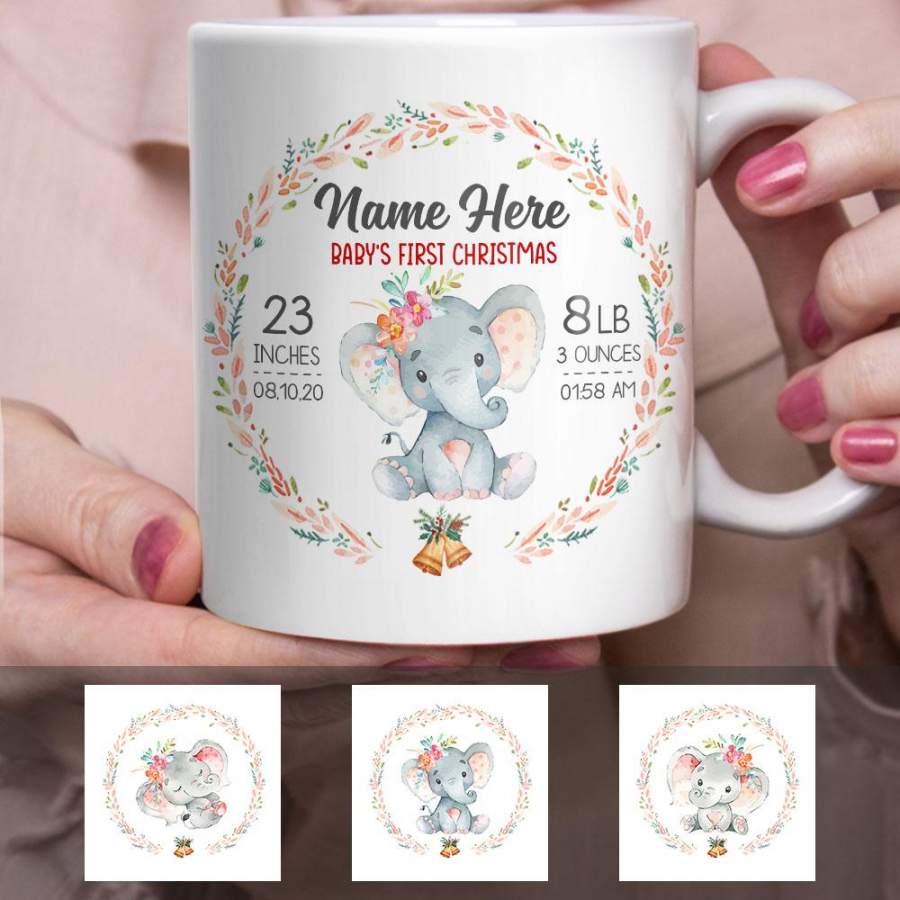 Personalized Elephant Baby First Christmas Mug OB82 73O58