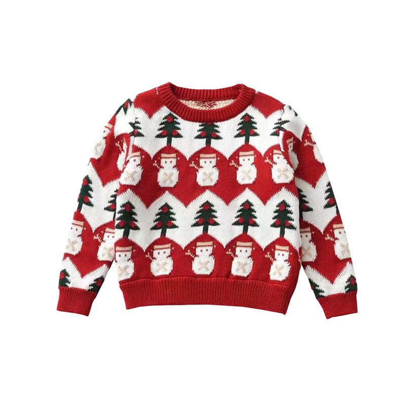 Christmas sweater baby autumn winter Girls Boys Sweater Long Sleeve Snowman & Santa Claus Print Knitted Pullover alx