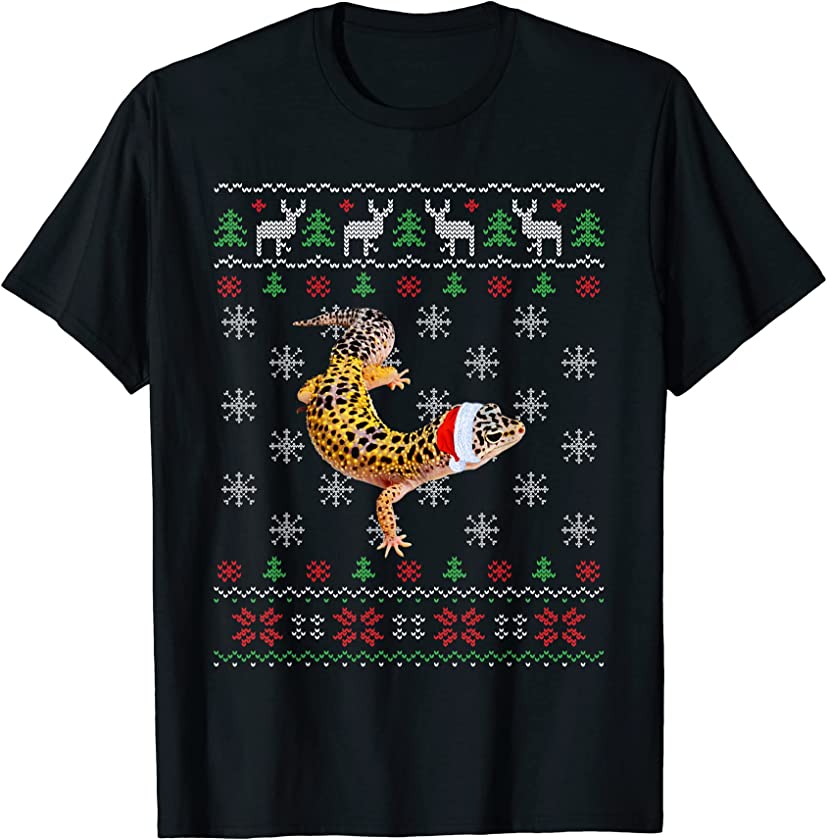 Ugly Sweater Xmas Animals Christmas Leopard Gecko Lover T-Shirt