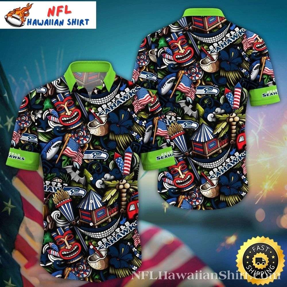 Tiki Totem Seattle Seahawks Tropical Shirt  Tribal Spirit Edition