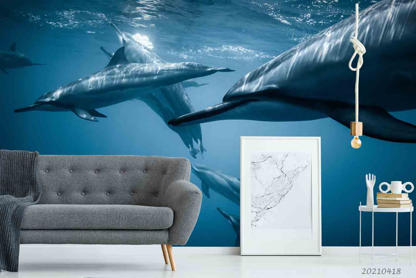 3D Deep Sea Animal Whale Wall Mural Wallpaper Lqh 169