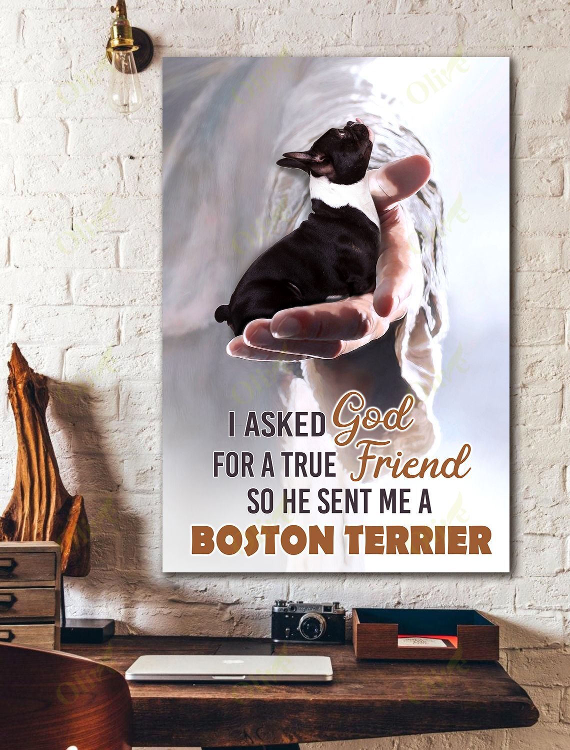 Boston Terrier – God Sent My Best Friend Special Custom Canvas Wall Art Home Decor