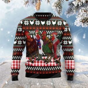 Chicken Under Snow Ugly Christmas Sweater, All Over Print Sweatshirt