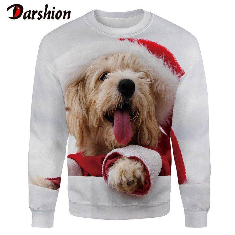 New Funny Printing Christmas Hat Puppy 3d Print Sweatshirts