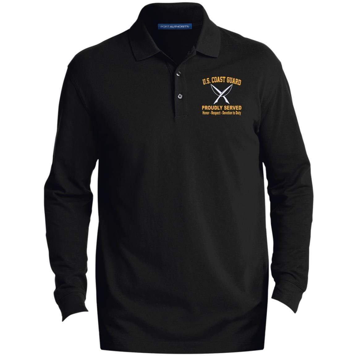 US Coast Guard Yeoman YN Logo Embroidered LS Polo Shirt – Colorblock 1/2 Zip