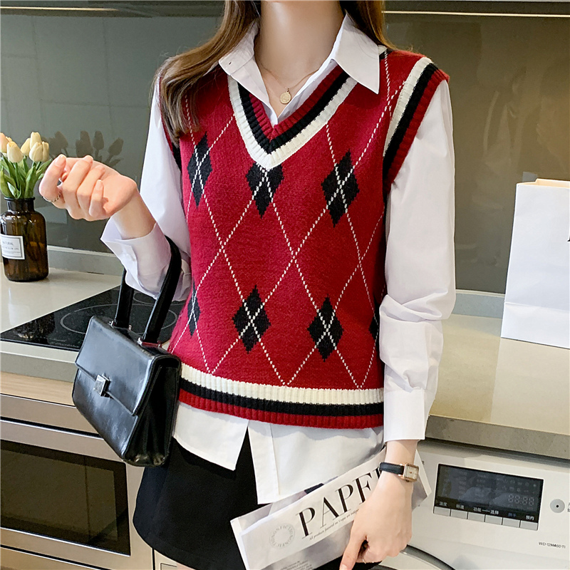 BETHQUENOY Women Winter Clothes 2021 Pull Femme Red Blue Sweaters Vest Knitted Tops Woman Sleeveless Sueter Jersey Chaleco Mujer alx