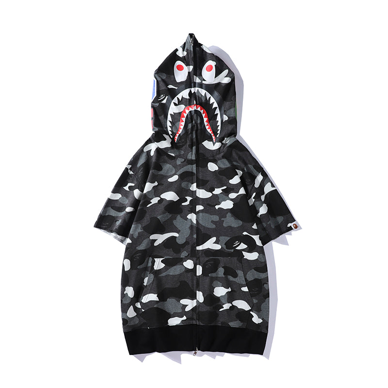 Bape Shark Camo Tee Shirt Black White