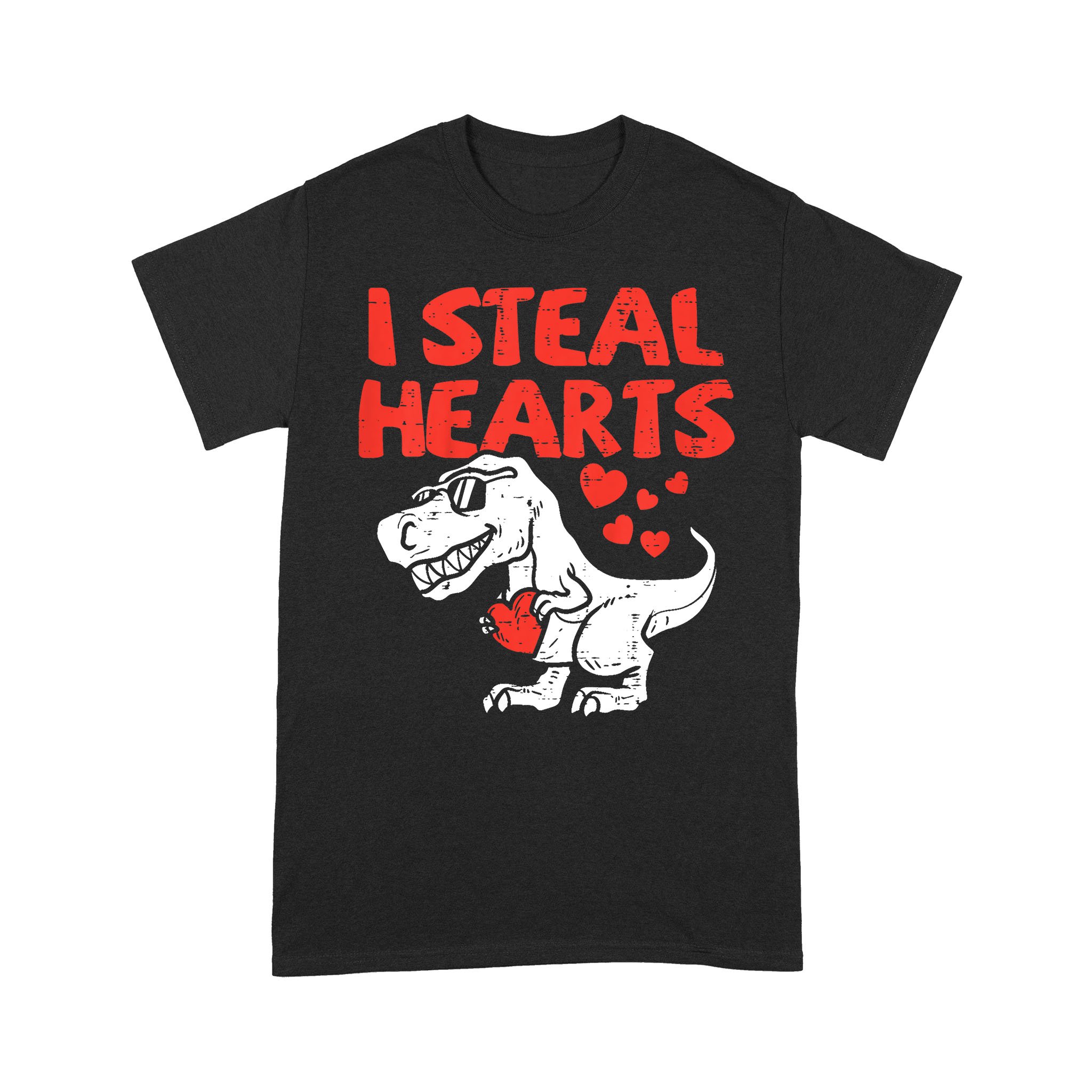 Kids I Steal Hearts Trex Dino Cute Baby Boy Valentines Day Gift T-Shirt – Standard T-shirt