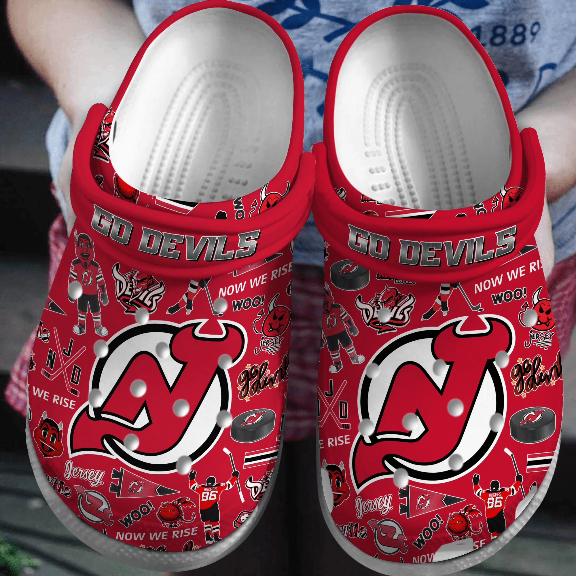 New Jersey Devils NHL Sport Crocss Crocband Clogs Shoes Comfortable For Men Women and Kids