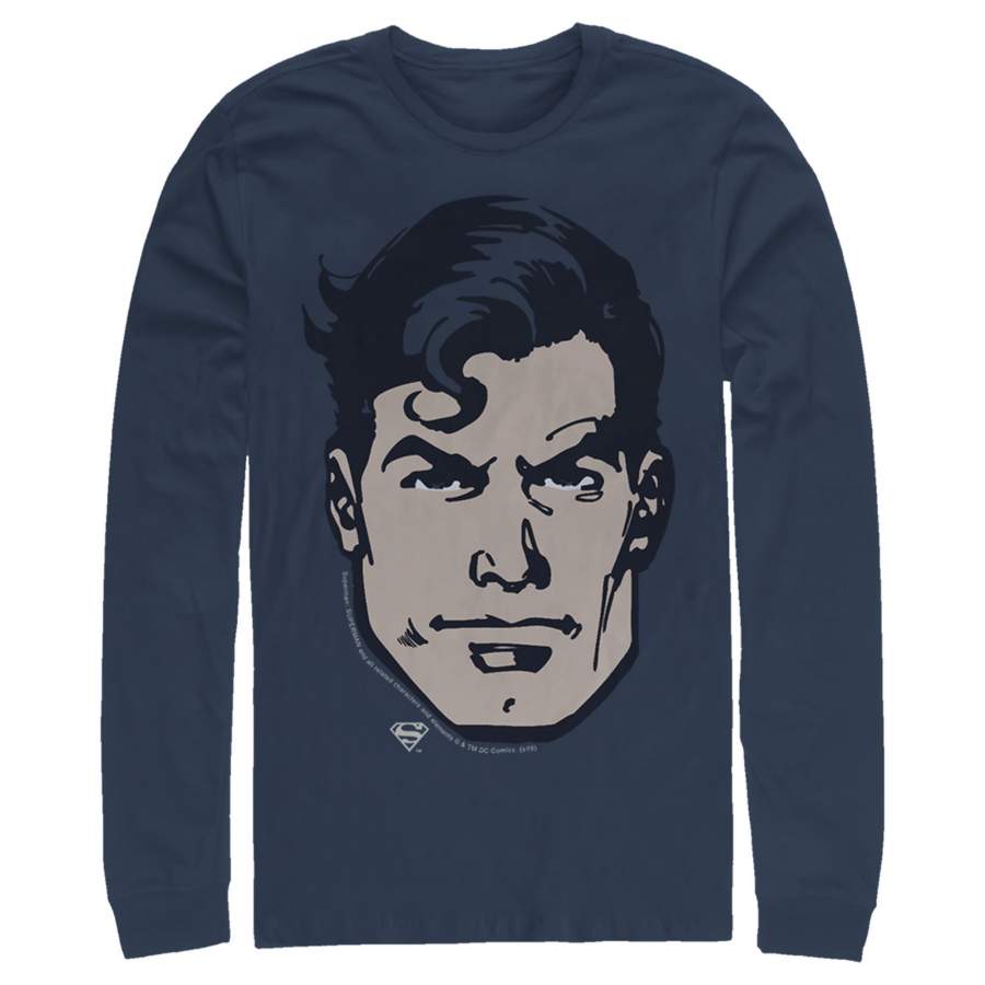 Superman Men’s Classic Clark Kent Portrait  Long Sleeve Shirt