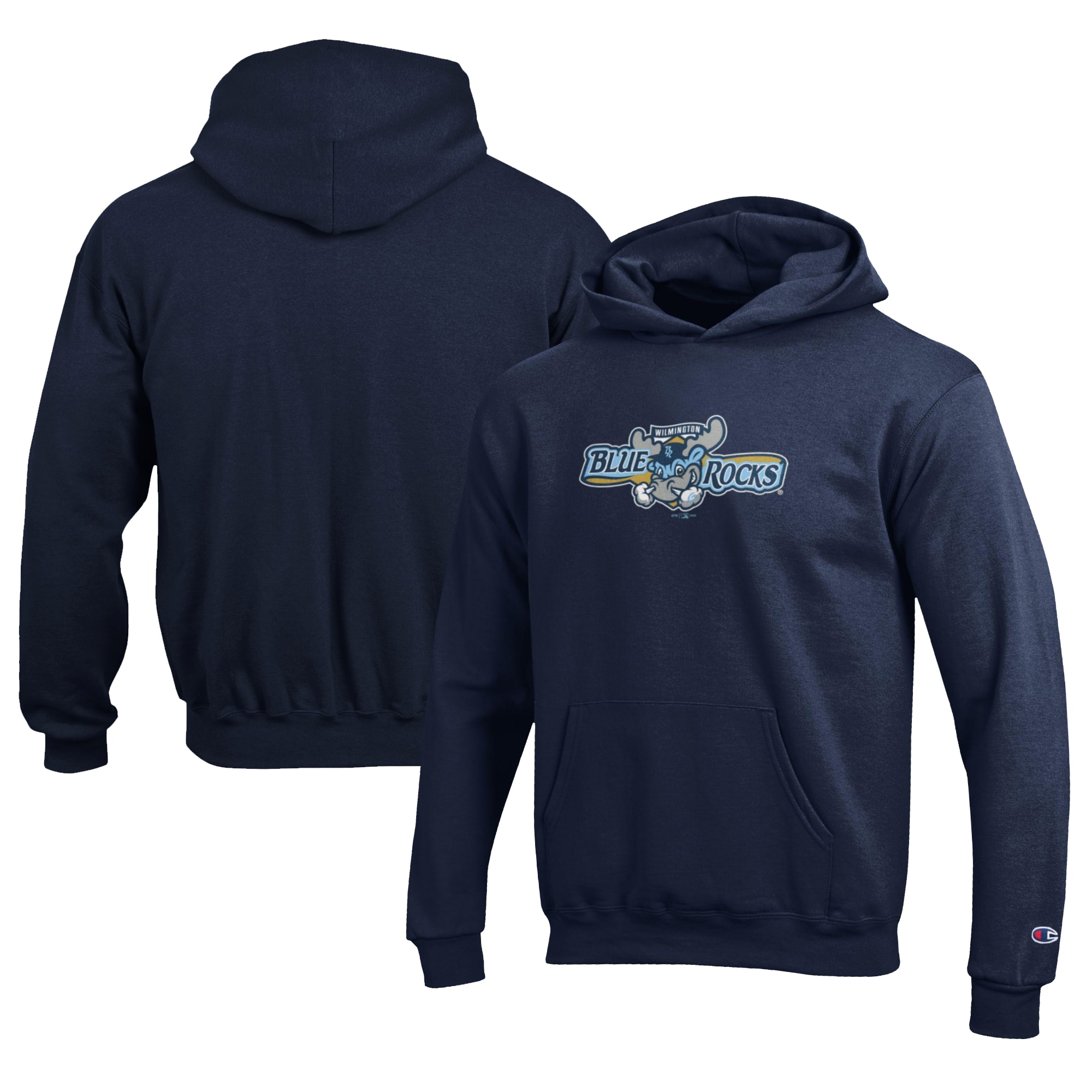 Youth Wilmington Blue Rocks Champion Navy Eco Powerblend Pullover Hoodie