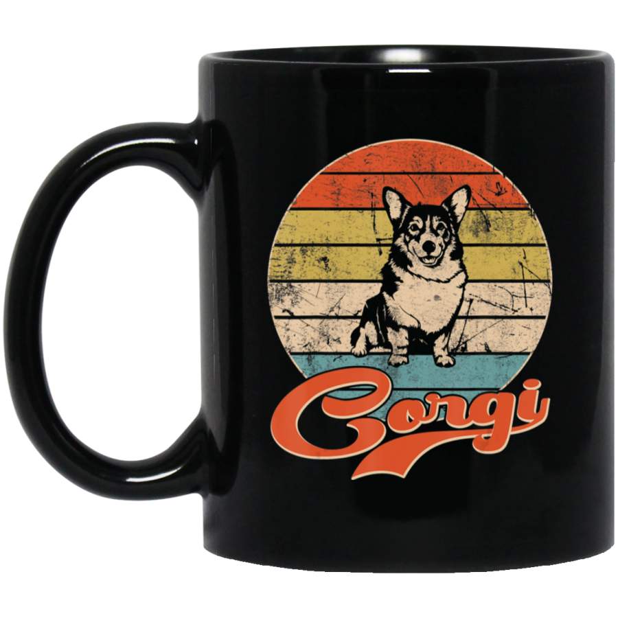 Vintage Corgi Lover Dog Dad Dog Mom Black Mug Pet Owner, Dog Dad Mom Lover, Best Friends Gifts Funny Sayings Slogan Cute