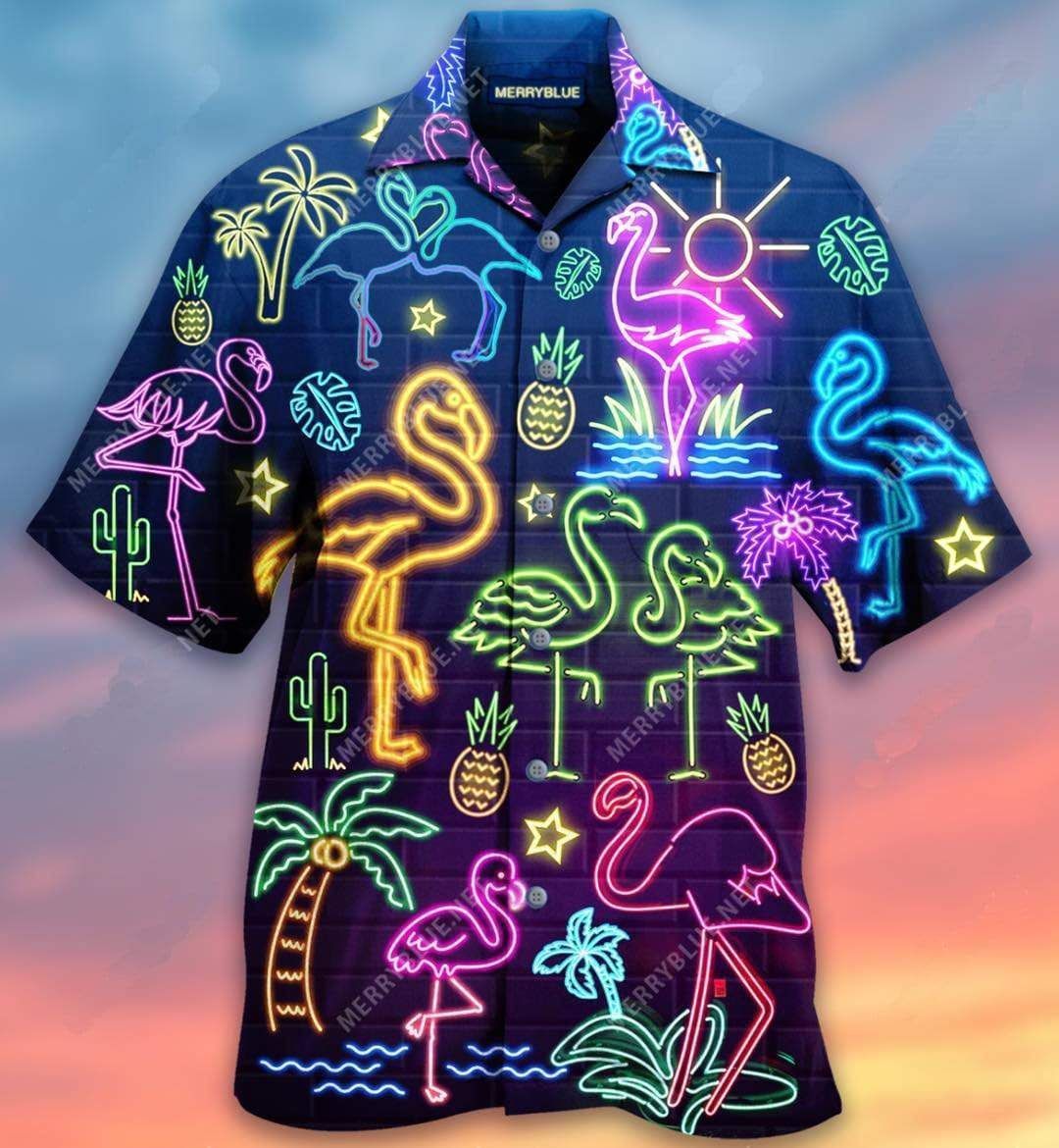 Shop From 1000 Unique Neon Light Flamingo Pineapple Tropical Hawaii Aloha Shirts Ha93541