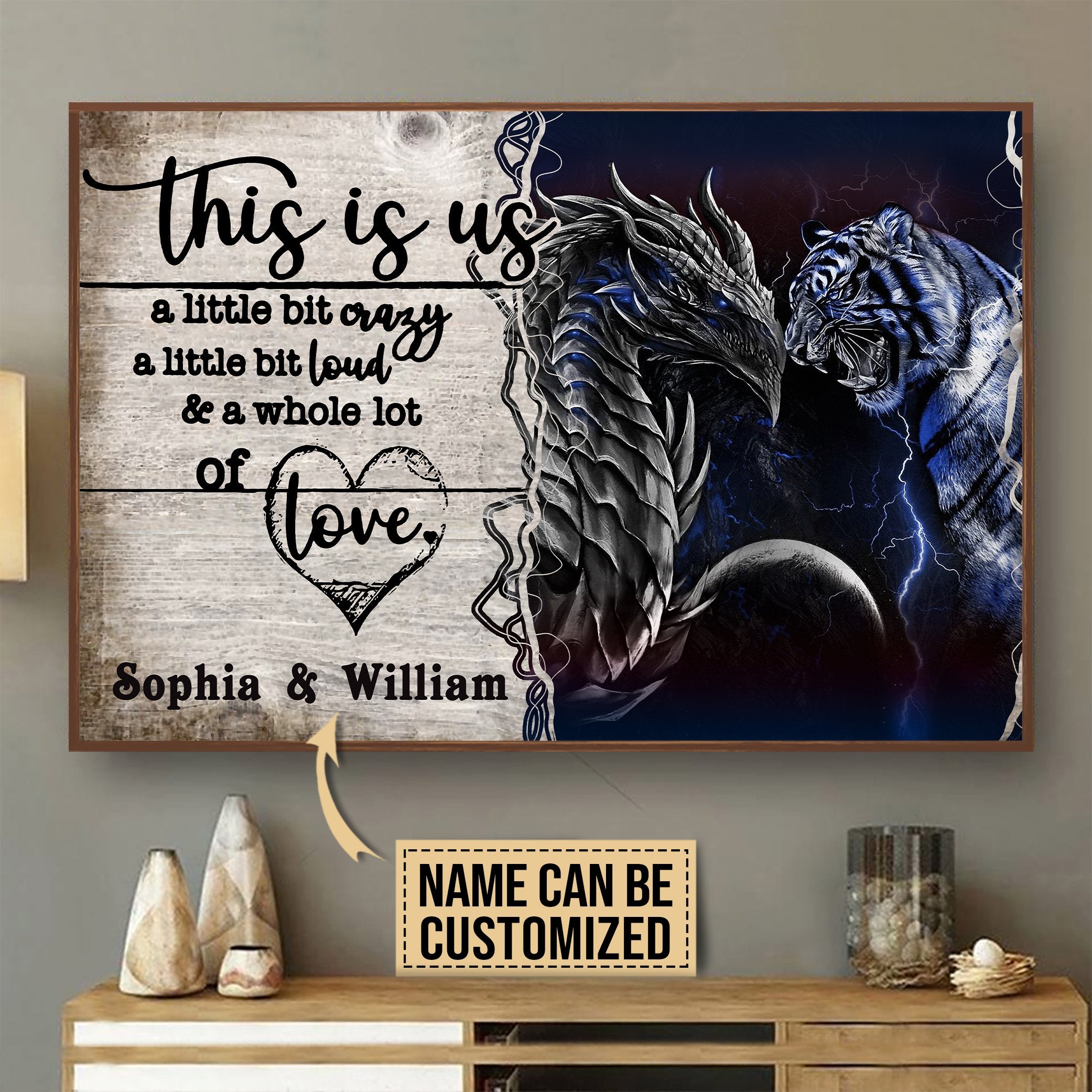 Aeticon Gifts Personalized Dragon Tiger A Little Bit Of Canvas Mom Dad Gift Home Decor