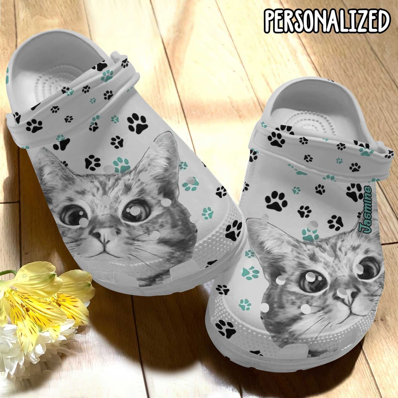 Cat Personalized Clog, Custom Name, Text Hello Cat, Fashion Style For Women, Men, Kid, Print 3D