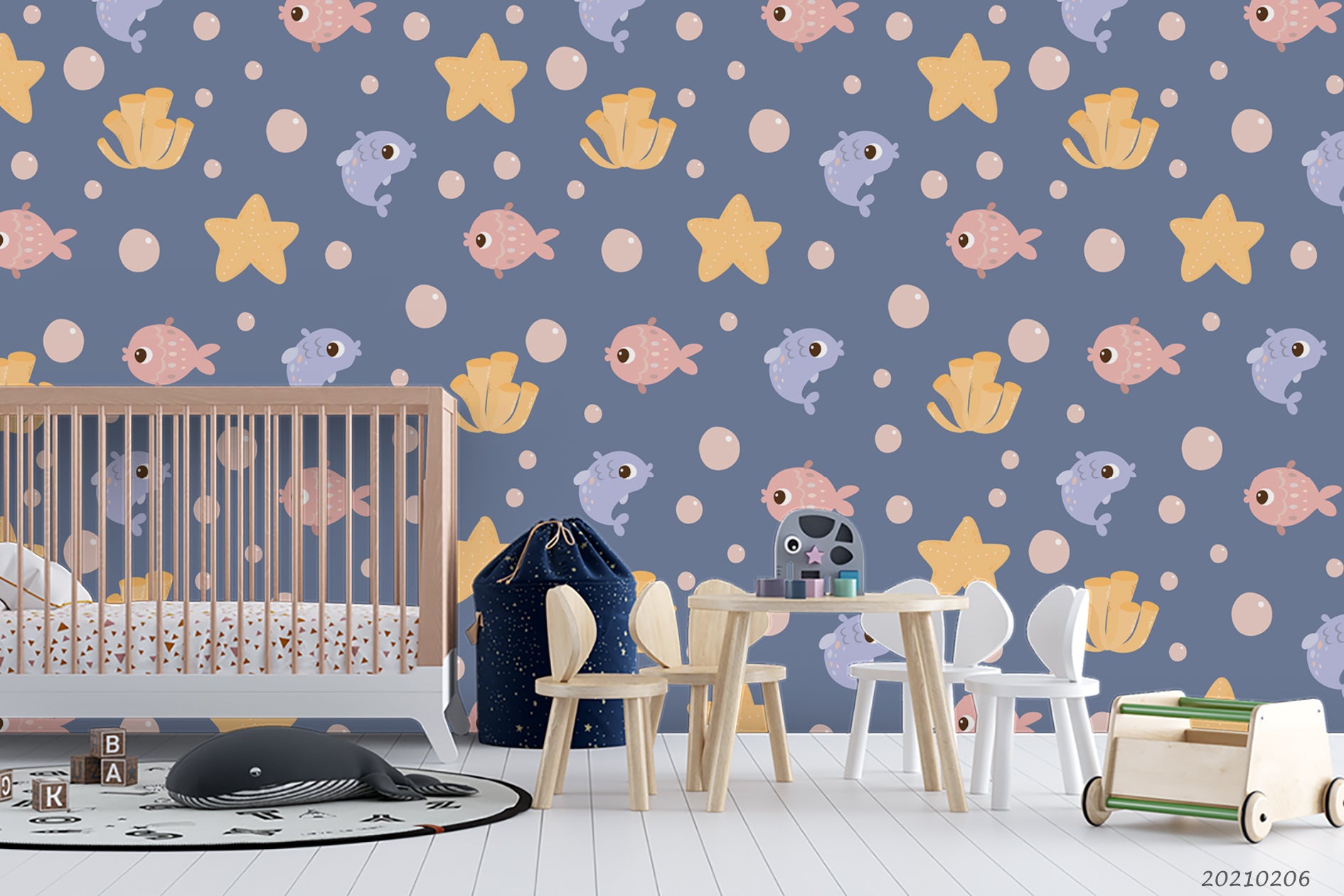 3D Cartoon Animal Starfish Fish Wall Mural Wallpaper Lqh 273