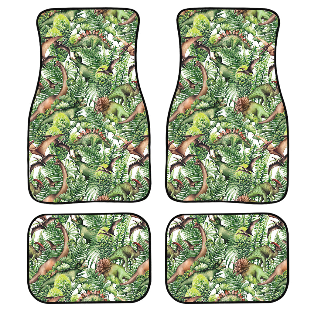 Dinosaur And Prehistoric Plants Print Front And Back Car Floor Mats, Front Car Mat