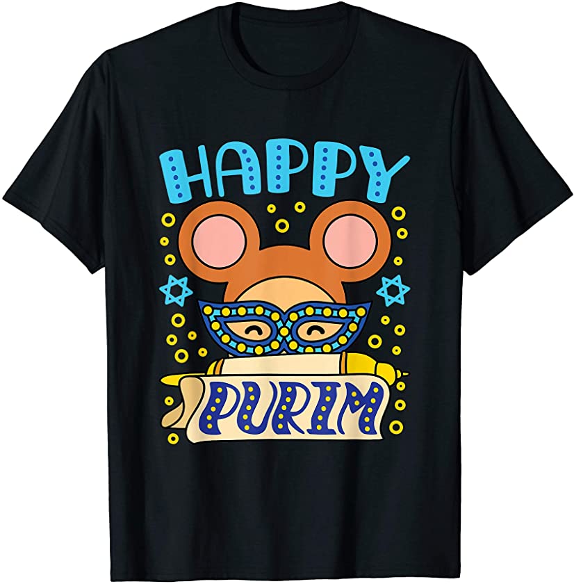 Purim T Shirt Animal Mask Picture Jewish Star Costume