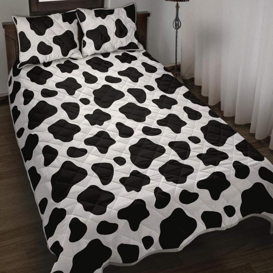 Black And White Cow Print Quilt Bed Set