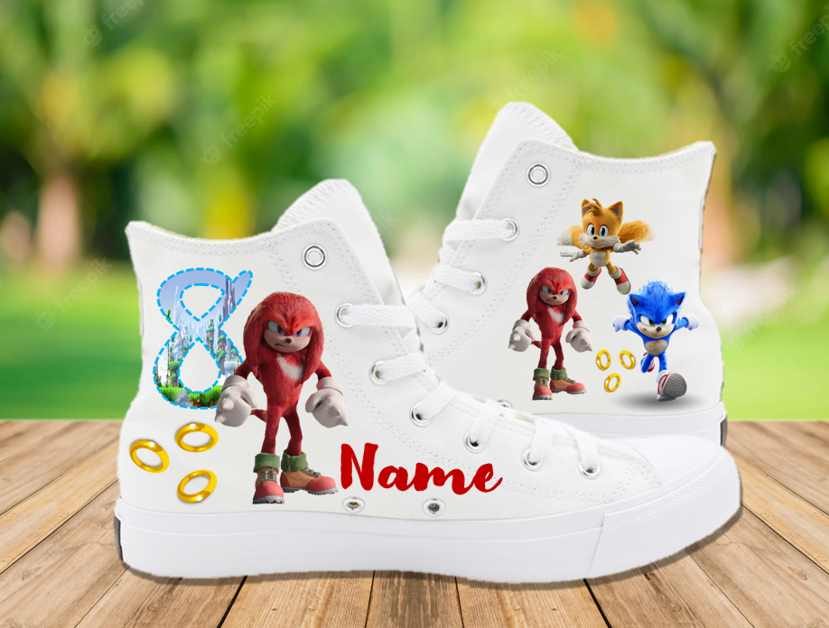 Sonic The Hedgehog Knuckles Birthday Party Personalized High Tops Sneaker Shoes – Sth0035