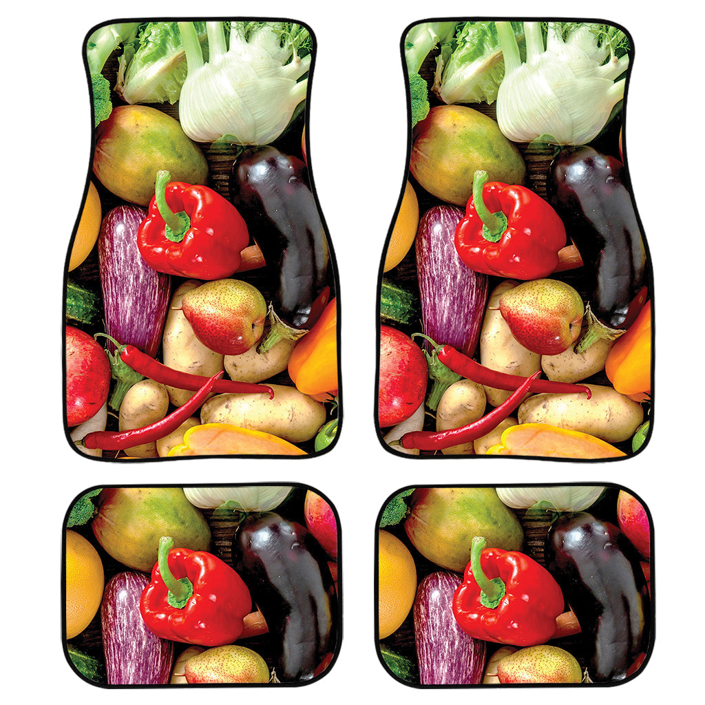 Fresh Fruits And Vegetables Print Front And Back Car Floor Mats, Front Car Mat