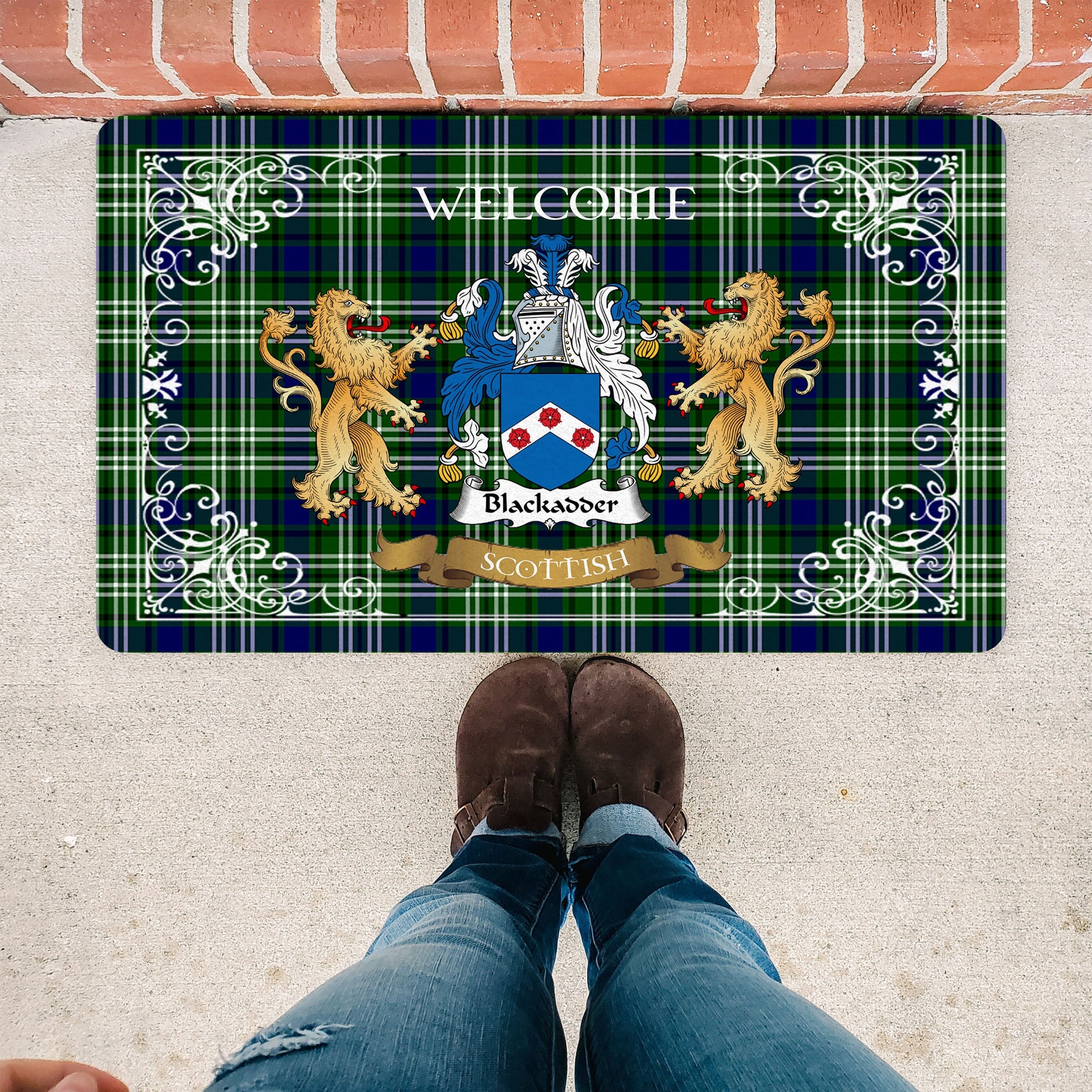 Scotstee Shop Tartan Door Mat The Family Blackadder Scottish Plaid Doormat, Welcome Mat, Christmas Door Mat