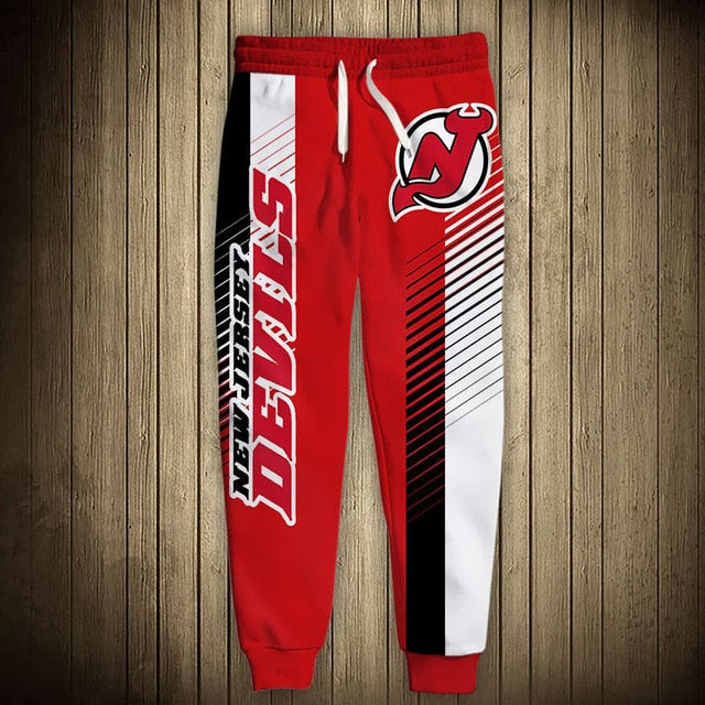 New Jersey Devils Stripes 3D Full Printing Sweatpants Sport Joggers 2471