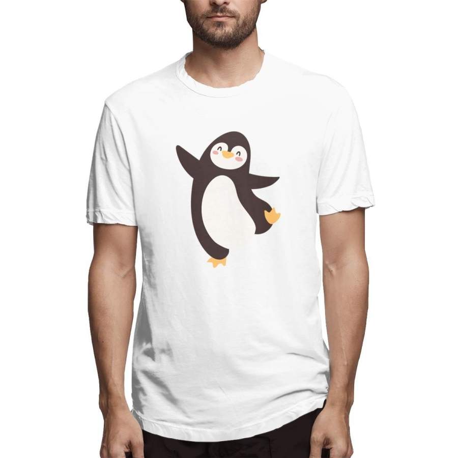 Fashion Summer Men’s Cotton T-shirt Jump Penguin Graphic T-shirt Printed Plus-size Men’s Short Sleeve T-shirt Summer Tops