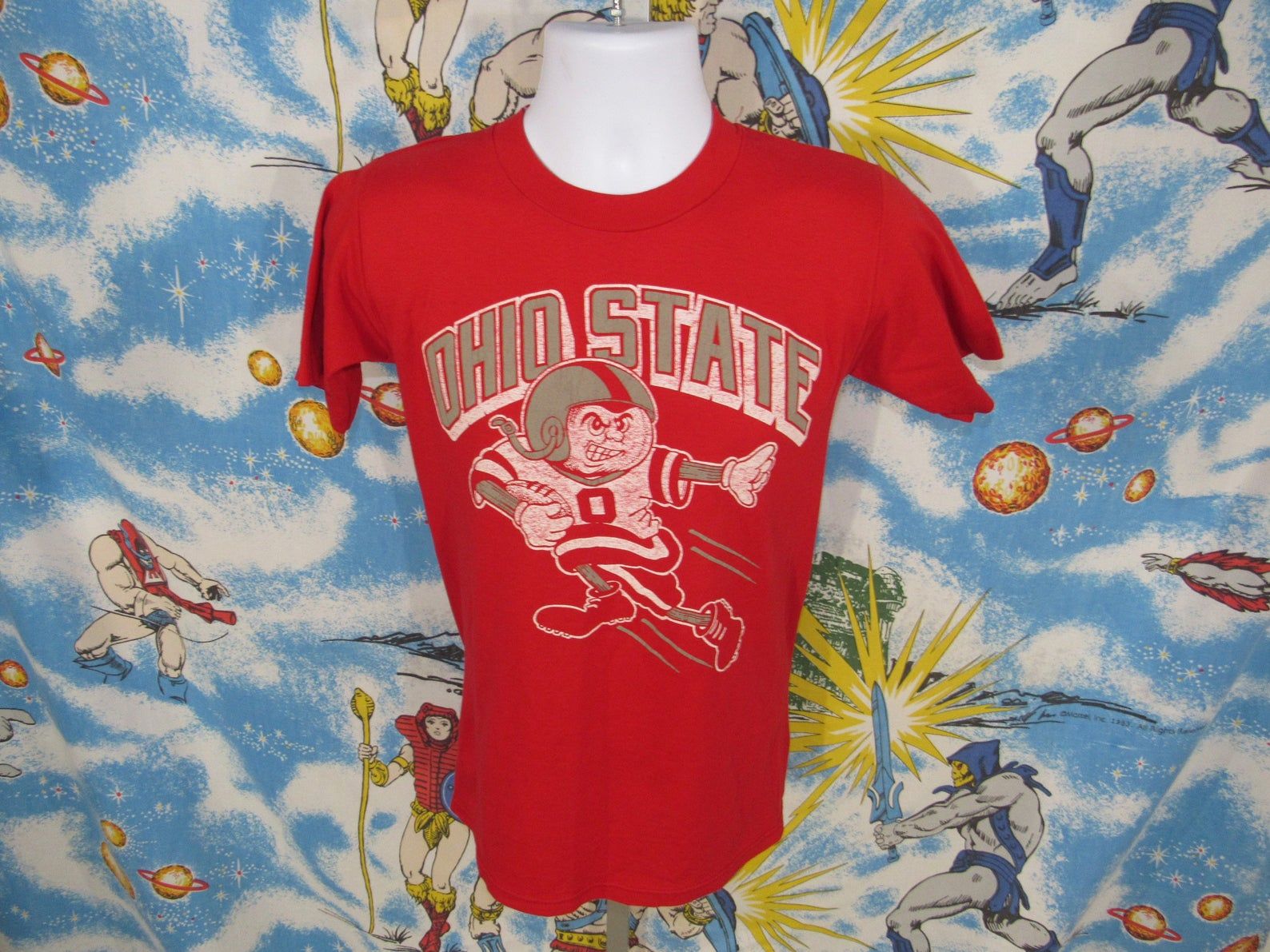 Vintage 80S Ohio State Single Stitch Super Soft T Shirt – Sz S – Cartoon Football Dude Buckeyes