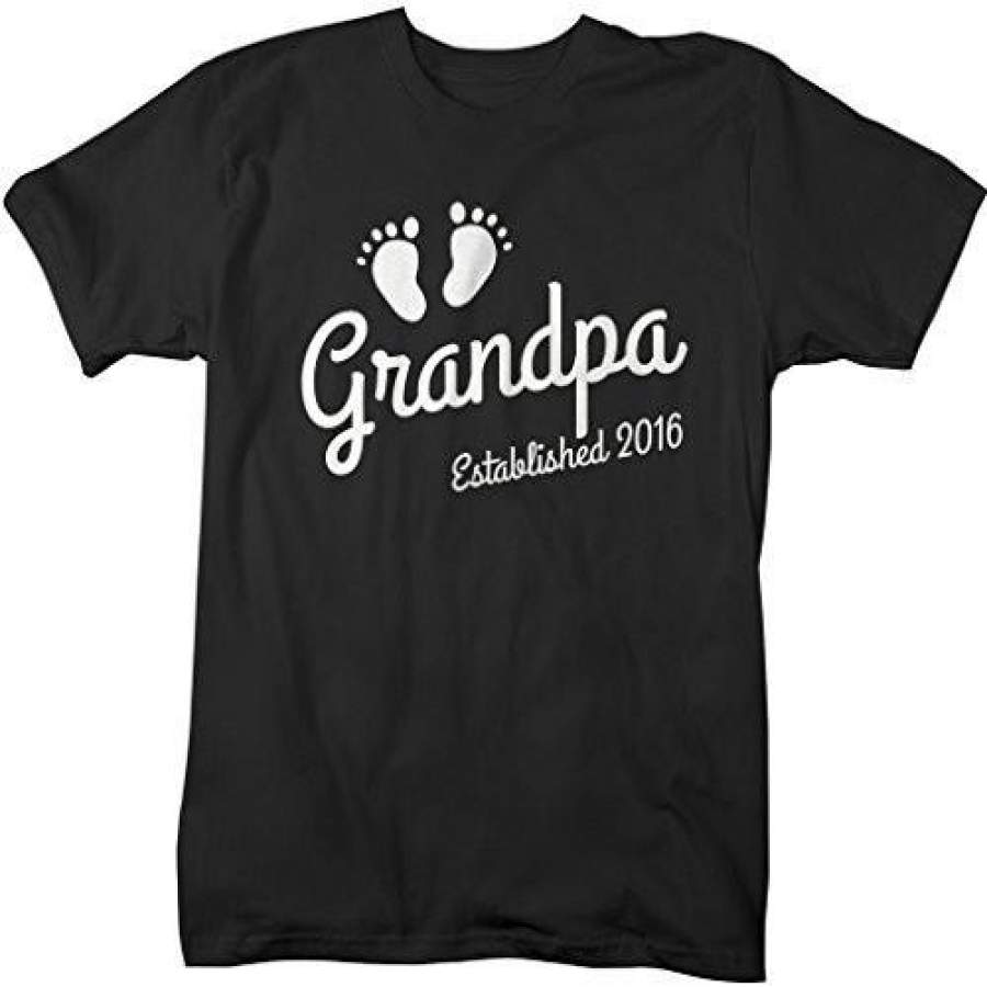 Shirts By Sarah Men’s Grandpa Established 2016 T-Shirt Baby Feet Cute Shirts