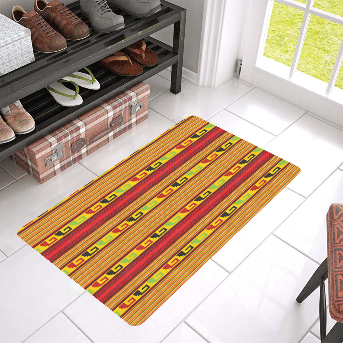 Mexican Blanket Ornament Print Pattern Rubber Doormat