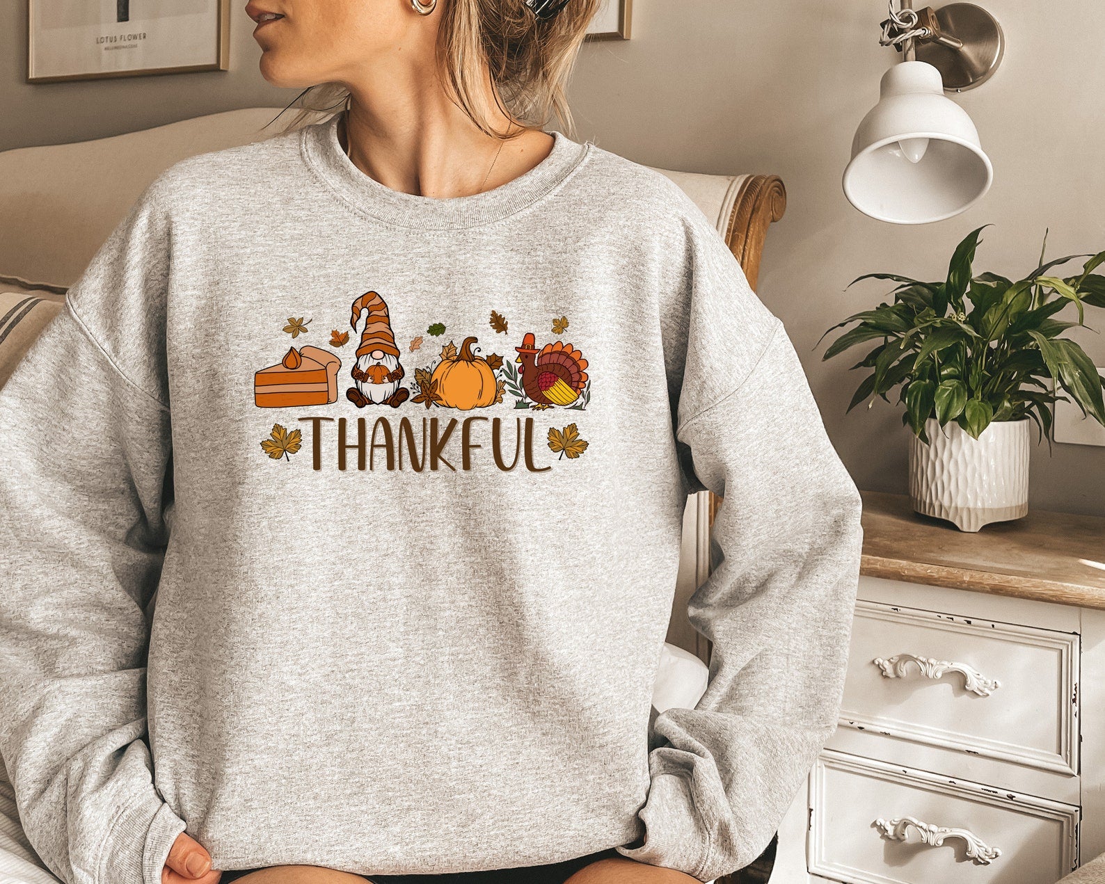 Thanksgiving Thankful Sweatshirt Halloween 2D Crewneck Sweatshirt All Over Print Sweatshirt For Women Sweatshirt For Men Sws3597