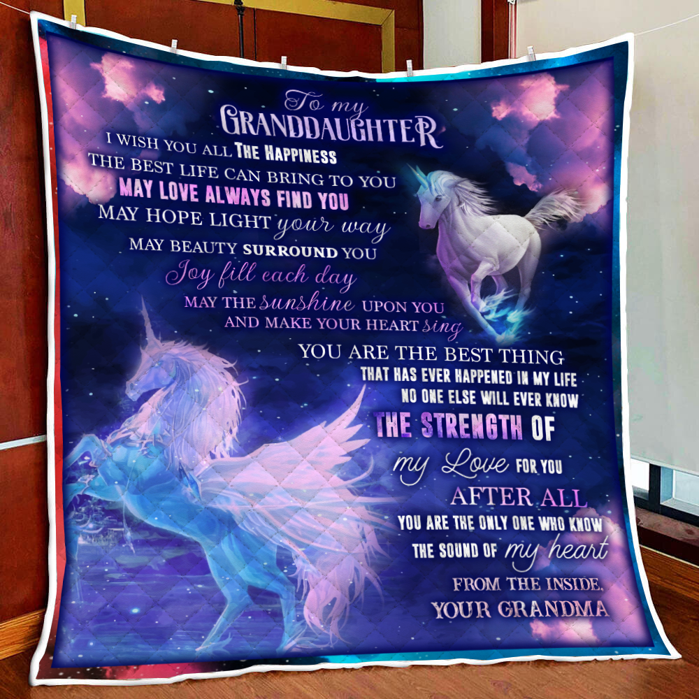 To My Granddaughter I Wish You All The Happiness Unicorn Quilt Blanket Quilt Set