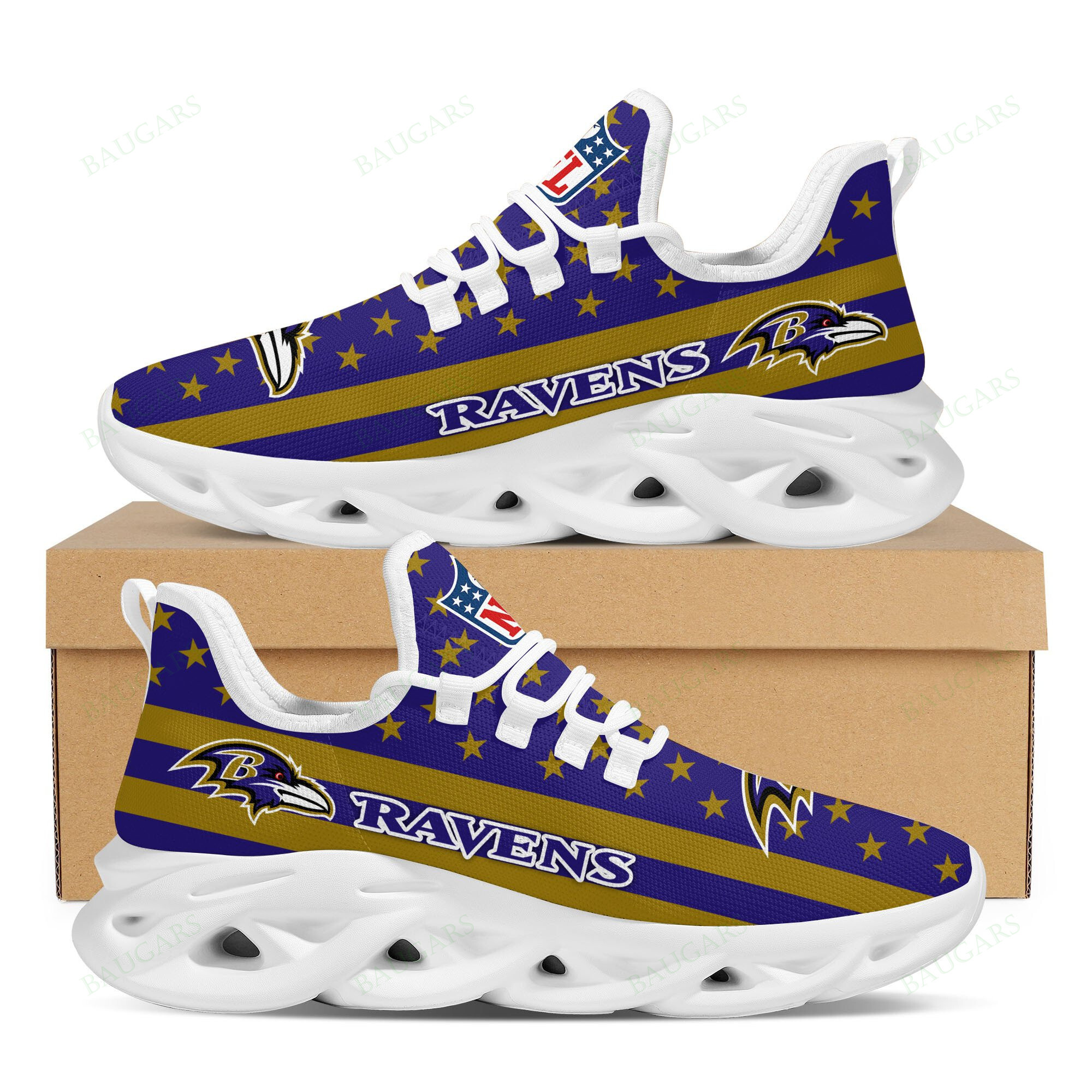 Baltimore Ravens Yezy Running Sneakers Art 1948