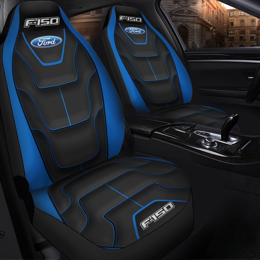 Ford F150 PvtHl Car Seat Cover (Set Of 2) Ver4 (Blue) VMTee