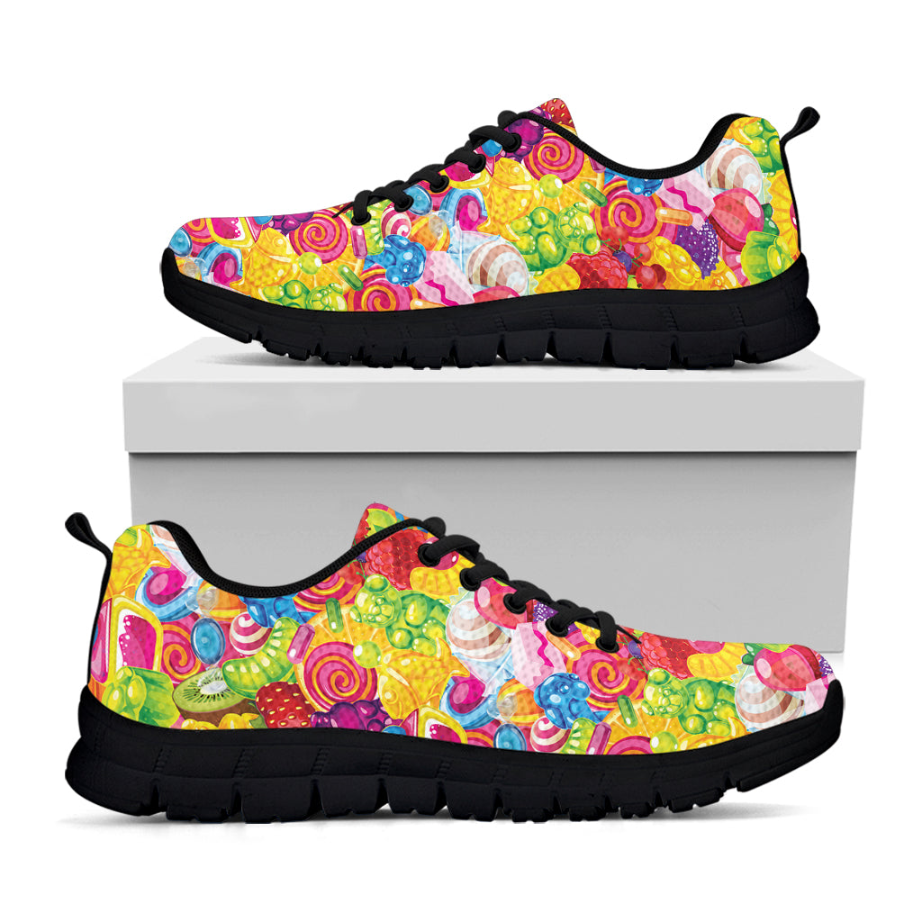 Candy And Jelly Pattern Print Black Sneakers