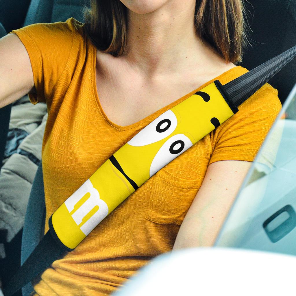 Yellow M&M Chocolate Car Seat Belt Covers Custom Printed Car Interior Accessories