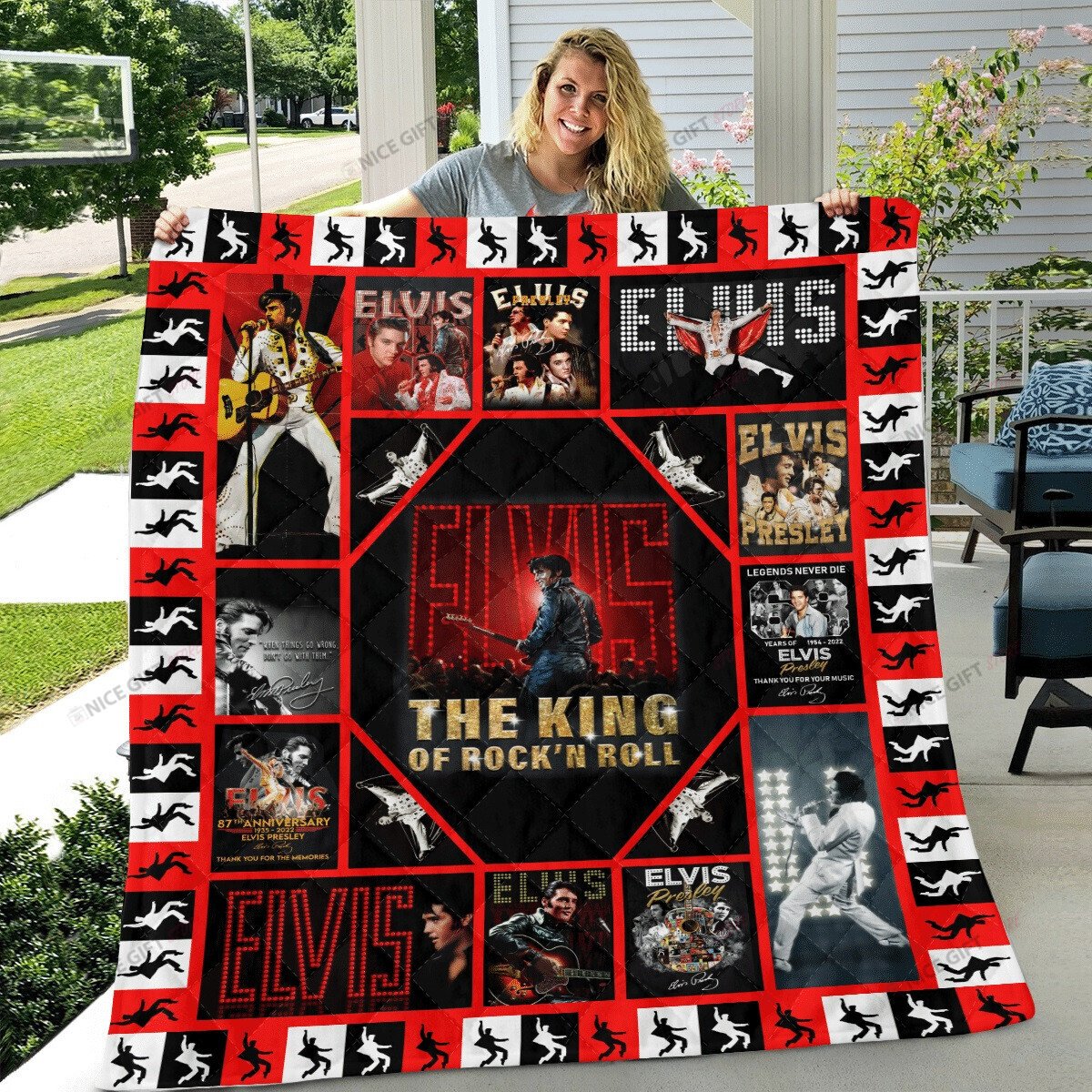 Elvis Presley Fleece Blanket Blk-R8Y7