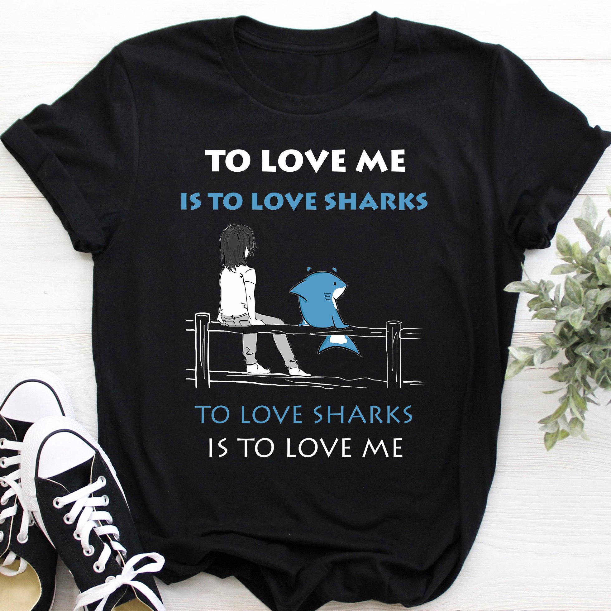 T Shirt Mother’s day Father’s day unique gift ideas for mom & dad from daughter & son kids, meaningful birthday presents –  To Love Me Is To Love Shark Unisex Tshirt