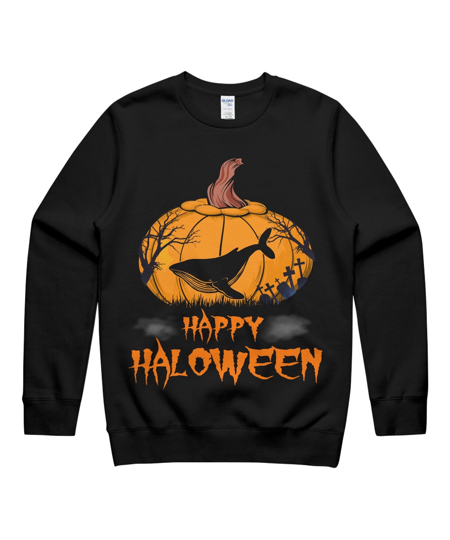 Whale Pumpkin Happy Halloween Costumes Scary Matching Animal Unisex Crewneck Sweatshirt