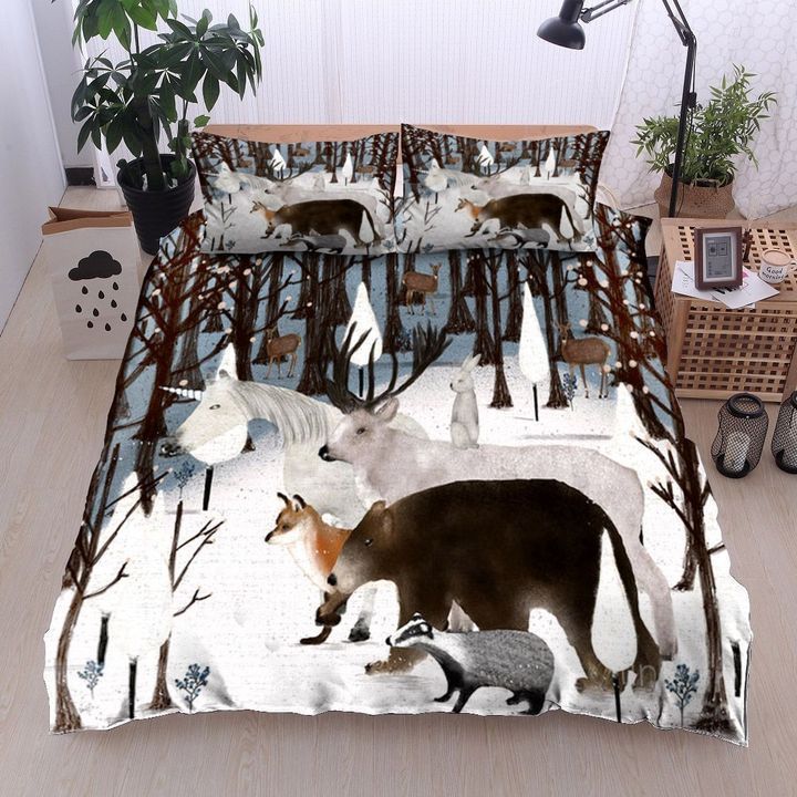 3D Woodland Animals Cotton Bed Sheets Spread Comforter Duvet Cover Bedding Sets