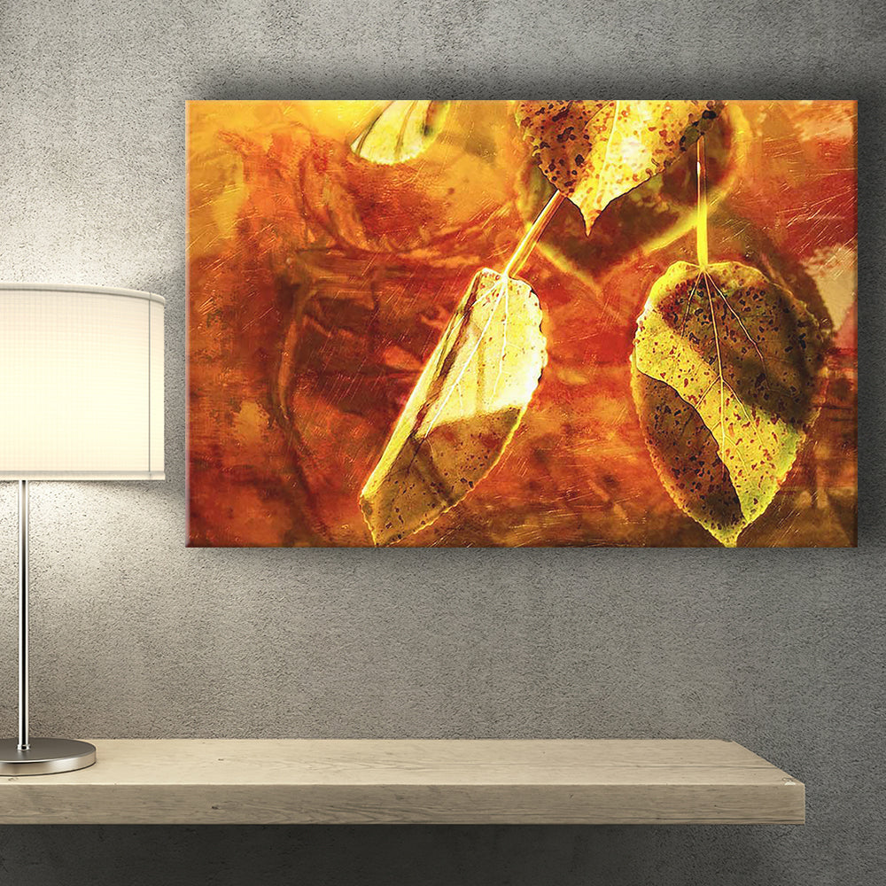 Abstract Gold And Red Leaf Canvas Print – Canvas Painting, Canvas Art, Wall Art, Wall Decor