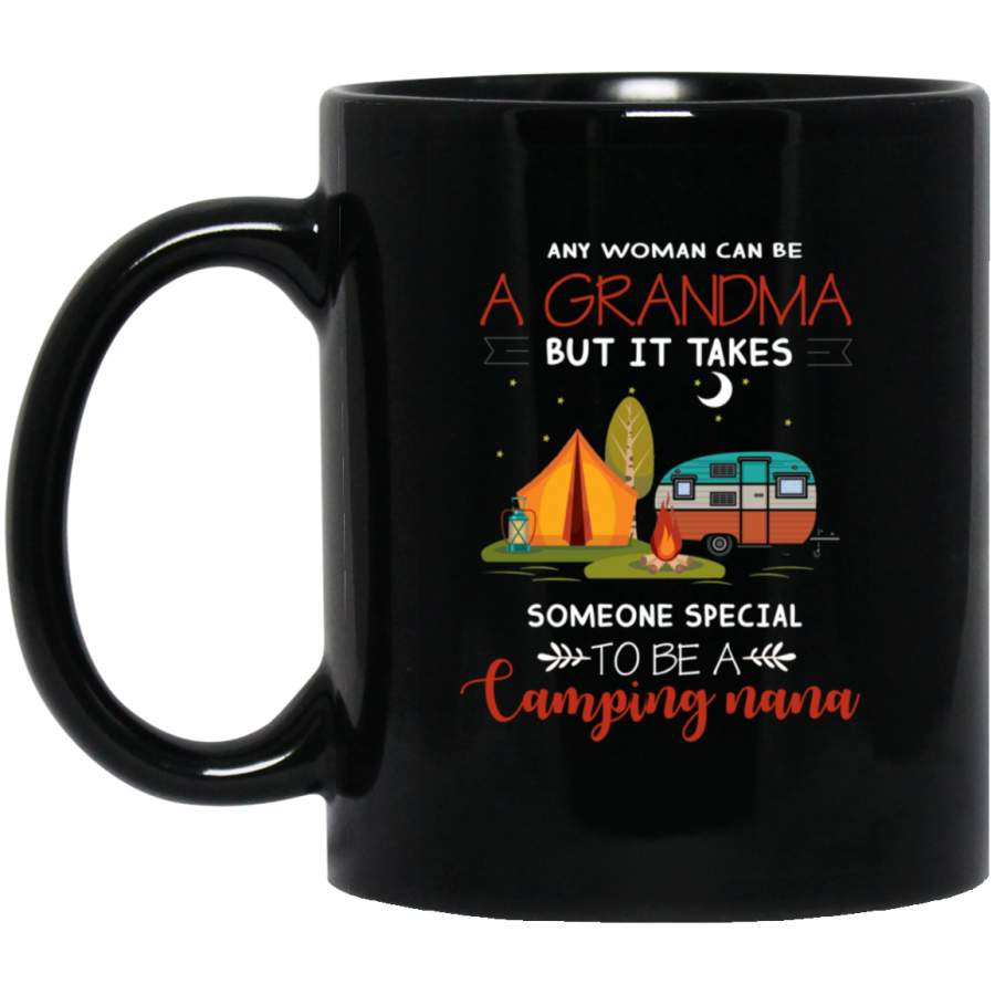 Camping Any Woman Can Be A Grandma Black Mug