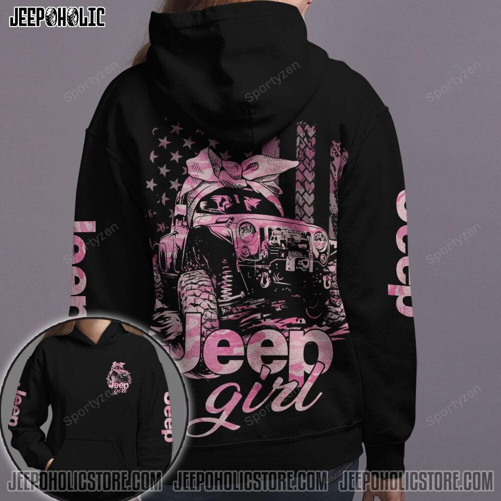 Jeep Girl Breast Cancer Camo Hoodie 3D #Kv