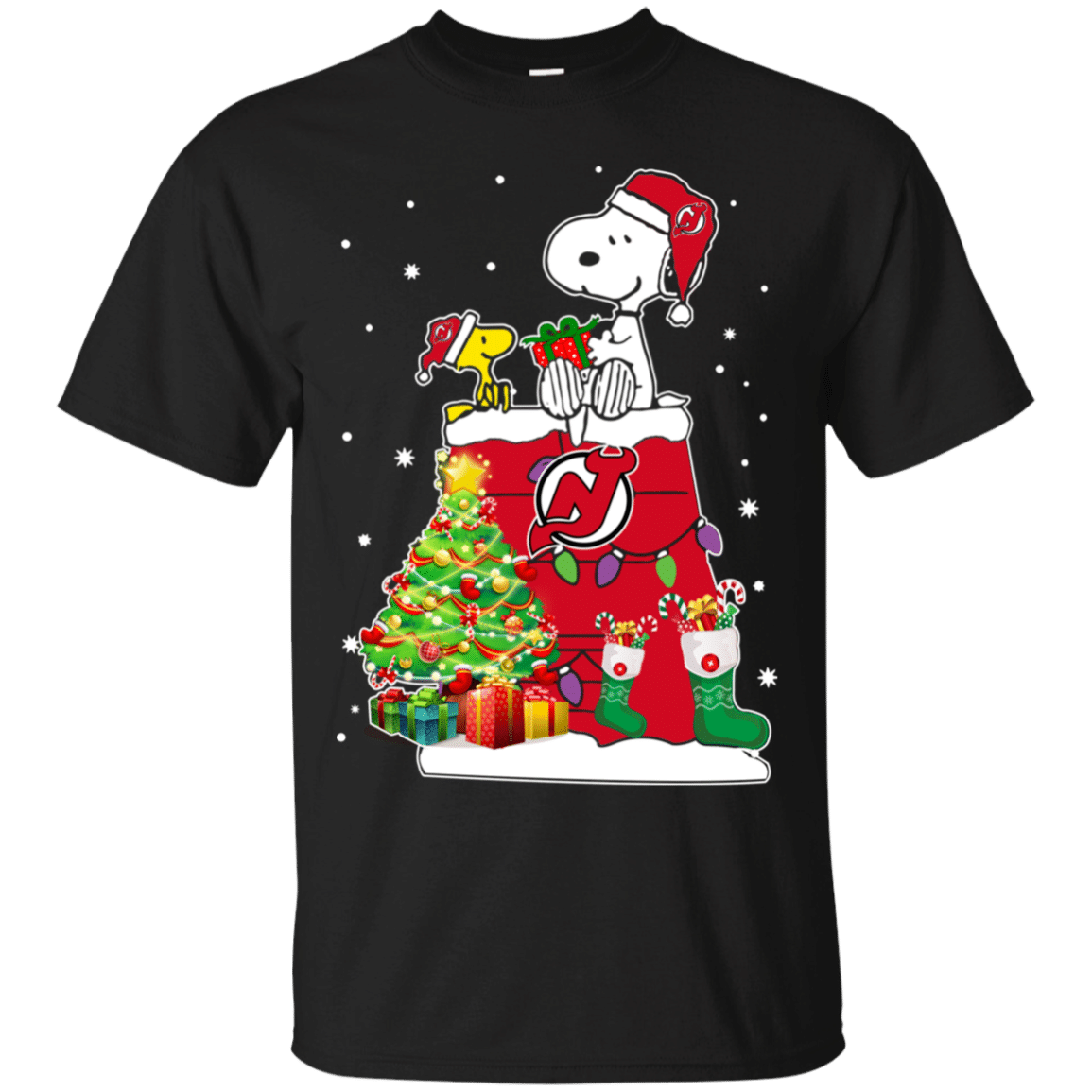 Check out this awesome New Jersey Devils Snoopy & Woodstock Christmas Shirt Cotton Shirt