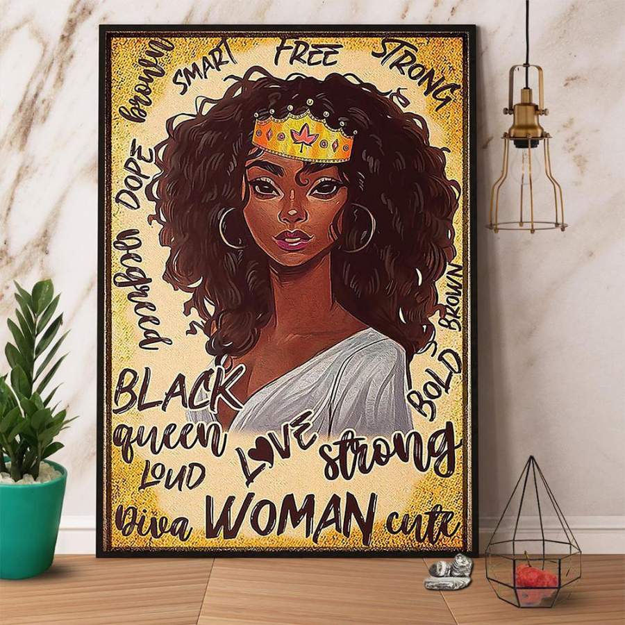 Portrait Of Black Queen Poster No Frame/ Wrapped Canvas Wall Decor Full Size