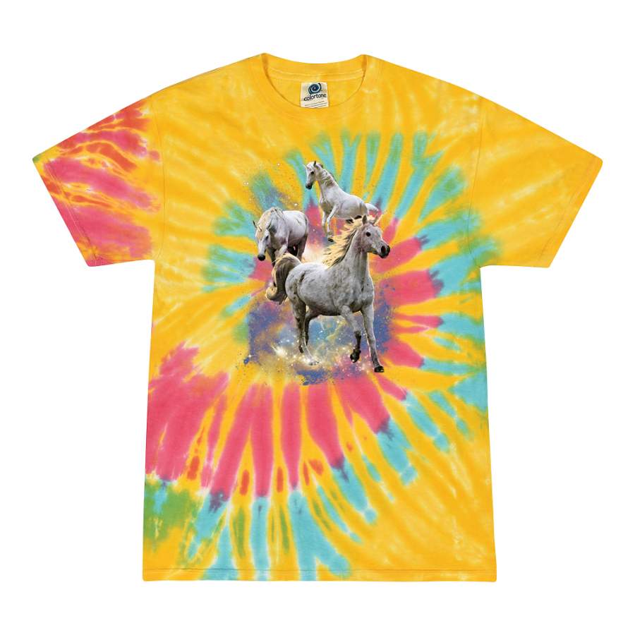 Trippy Space Horses Lunar Psychedelic Animals | Mens Fashion Graphic Tie-Dye T-Shirt